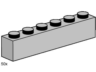 LEGO 3474 1 x 6 Light Gray Bricks