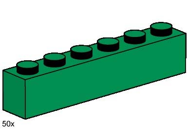 LEGO 3476 1 x 6 Green Bricks