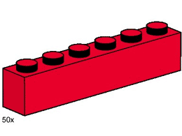 LEGO 3477 1 x 6 Red Bricks