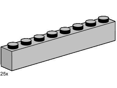 LEGO 3479 1 x 8 Light Gray Bricks