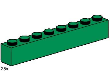 LEGO 3481 1 x 8 Green Bricks