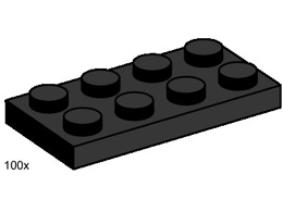 LEGO 3483 2 x 4 Black Plates