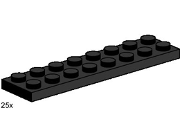 LEGO 3489 2 x 8 Black Plates polybag