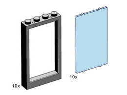 LEGO 3508 1 x 4 x 5 Black Window Frame with Blue Pane