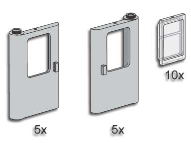LEGO 3735 Gray Train Doors with Panes