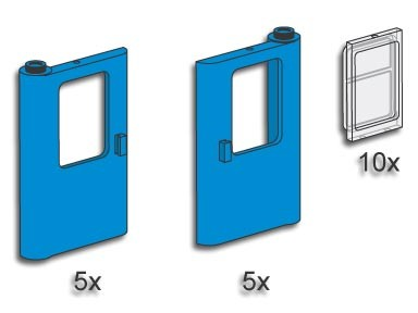 LEGO 3736 Blue Train Doors with Panes