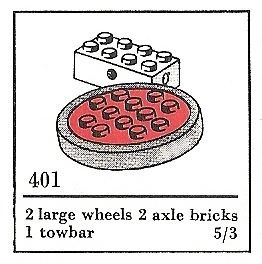 LEGO 401-2 Large Wheels with Axles (The Building Toy)
