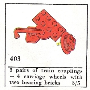 LEGO 403-2 Train Couplers and Wheels (The Building Toy)