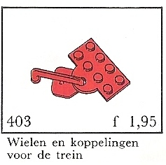 LEGO 403-3 Train Couplers and Wheels (System)
