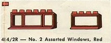 LEGO 414.2R No. 2 Assorted Windows, Red