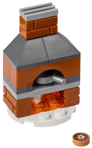 LEGO 41758-16 Advent Calendar 2023, Friends (Day 15) - Fireplace / Oven with Frying Pan and Paw Print Tile