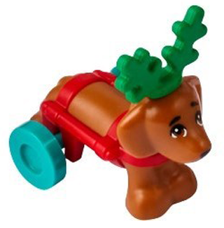 LEGO 41758-25 Advent Calendar 2023, Friends (Day 24) - Reindeer Dachshund with Red Wheelchair Harness