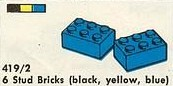LEGO 419.2 6 Stud Bricks (black, yellow, blue)
