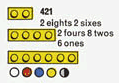 LEGO 421-2 2 eights 2 sixes 2 fours 8 twos 6 ones (The Building Toy)