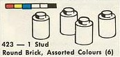 LEGO 423-2 1 Stud Round Brick, Assorted Colours (6)