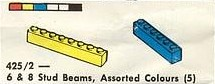 LEGO 425.2 6 & 8 Stud Beams, Assorted Colours (5)