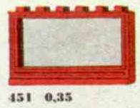 LEGO 451 1 x 6 x 3 Window, Red or White