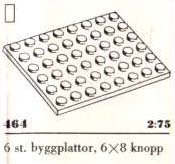 LEGO 464 6 x 8 Plates, White
