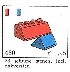 LEGO 480-7 Slopes and Sloped Double 2 x 4, Blue (System)