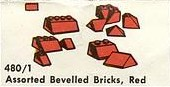 LEGO 480.1 Assorted Bevelled (Beveled) Bricks, Red