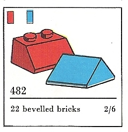 LEGO 482-4 Slopes and Slopes Double 2 x 2, Blue (The Building Toy)