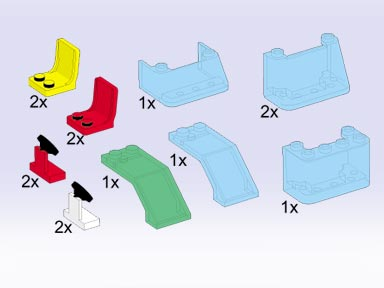 LEGO 5051 Windscreens, Seats, Steering Wheel