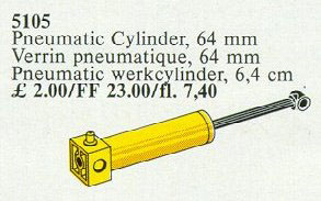 LEGO 5105 Pneumatic Cylinder, 64mm, Yellow