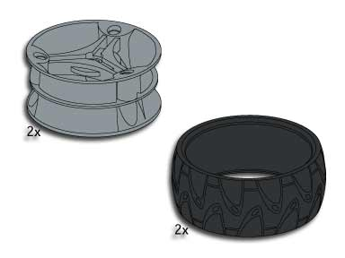 LEGO 5203 Alloy Wheels with Tires (Silver Wheels)