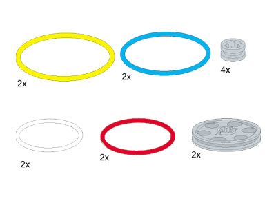 LEGO 5205 Wheels and Rubber Bands (Pulleys and Rubber Belts)