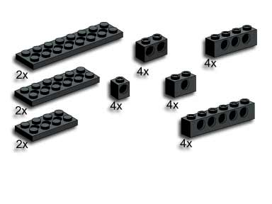 LEGO 5228 Beams and Plates with Holes, Black