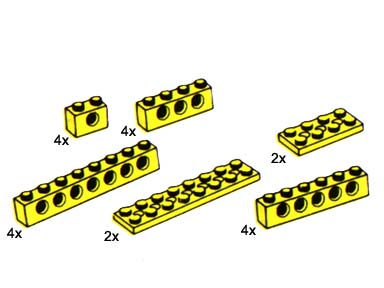 LEGO 5231 Beams and Plates with Holes, Yellow