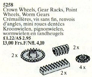 LEGO 5258 Crown/Point Wheels, Gear Racks, Worm Gears