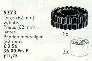 LEGO 5273 Tires (62mm) with Hubs