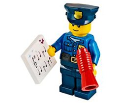 LEGO 60063-12 Advent Calendar 2014, City (Day 11) - Policeman with Loudhailer / Megaphone and Sheet Music
