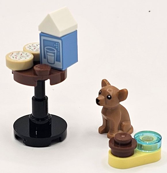 LEGO 60381-21 Advent Calendar 2023, City (Day 20) - Puppy Dog with Food and Water, Table with Milk and Cookies