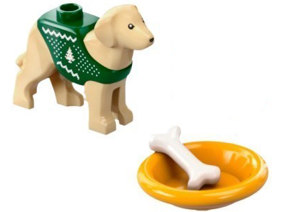 LEGO 60436-4 Advent Calendar 2024, City (Day  3) - Dog with Holiday Sweater, Bowl, and Bone