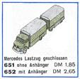 LEGO 652 1:87 Mercedes Truck/Trailer
