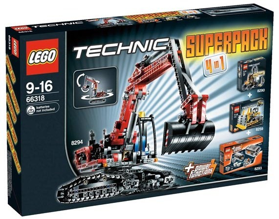 LEGO 66318 Technic Bundle Pack, Super Pack 4 in 1 (Sets 8259, 8290, 8293, and 8294)