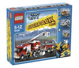 LEGO 66326 City Bundle Pack, Super Pack 4 in 1 (Sets 7239, 7245, 7638, and 8401)