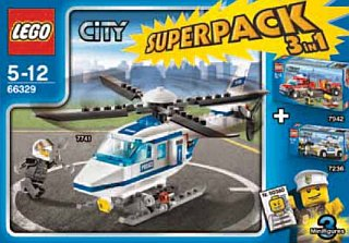 LEGO 66329 City Bundle Pack, Super Pack 3 in 1 (Sets 7236, 7741, and 7942)