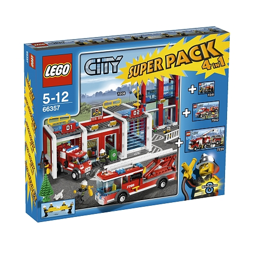LEGO 66357 City Bundle Pack, Super Pack 4 in 1 (Sets 7208, 7239, 7241, and 7942)