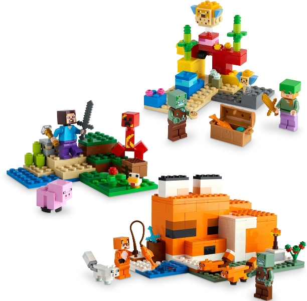 LEGO 66779 Minecraft Bundle Pack, 3 in 1 Play Pack (Sets 21164, 21177, and 21178) - Overworld Adventures Pack