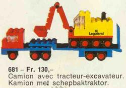 LEGO 681 Low-Loader with 4 Wheel Excavator