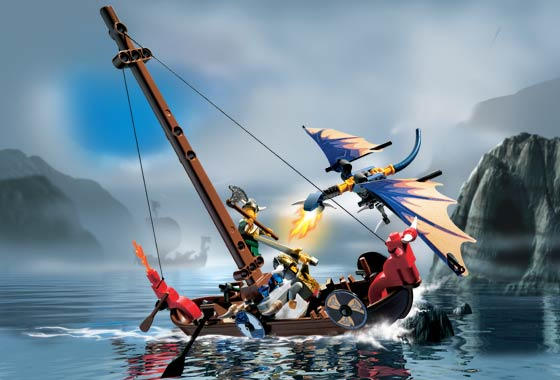 LEGO 7016 Viking Boat against the Wyvern Dragon
