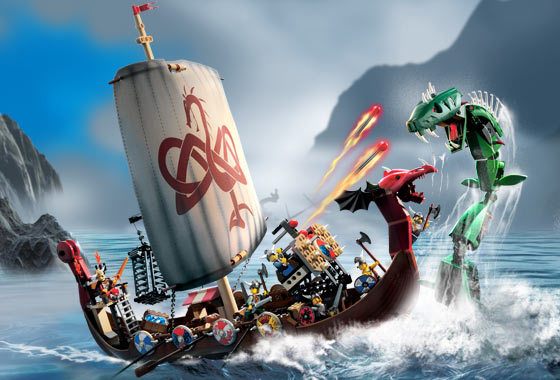 LEGO 7018 Viking Ship challenges the Midgard Serpent