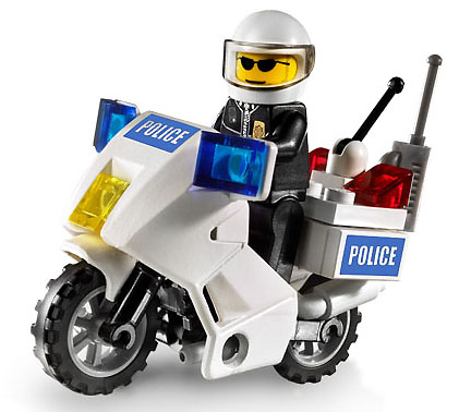 LEGO 7235-2 Police Motorcycle - Blue Sticker Version