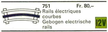 LEGO 751 8 Curved 12V Conducting Rails