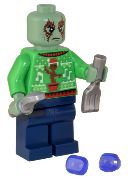 LEGO 76231-25 Advent Calendar 2022, Super Heroes, Guardians of the Galaxy (Day 24) - Drax in Holiday Sweater with Silverware and Infinity Stones