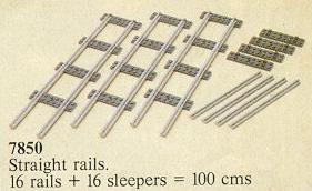 LEGO 7850 8 Straight Rails Gray 4.5v