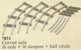 LEGO 7851 8 Curved Rails Gray 4.5v